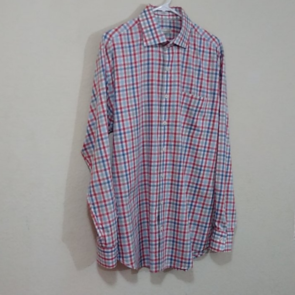 Peter Millar Button-Down - White Plaid - Large - image 2